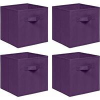 Foldable Storage Boxes,Non-Woven Fabric Storage Box Set,Storage Drawers for Cube Storage Unit,26.5x26.5x28 cm (Dark Purple, Set of 4)