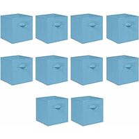 Foldable Storage Boxes,Non-Woven Fabric Storage Box Set,Storage Drawers for Cube Storage Unit,26.5x26.5x28 cm (Light Blue, Set of 10)