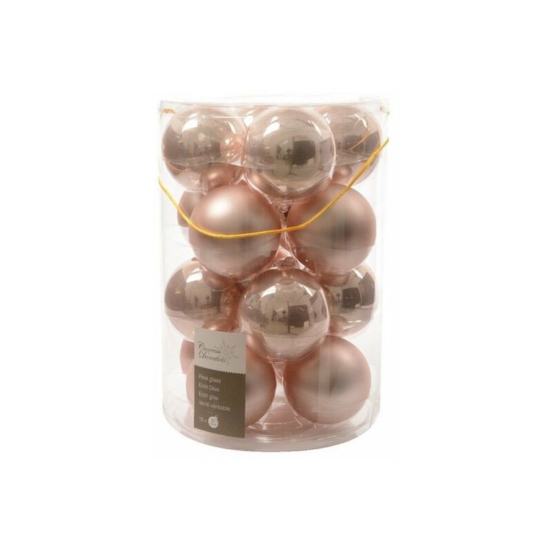 Palline di Natale da Appendere in Vetro 8 cm Rosa Antico. Set di 16