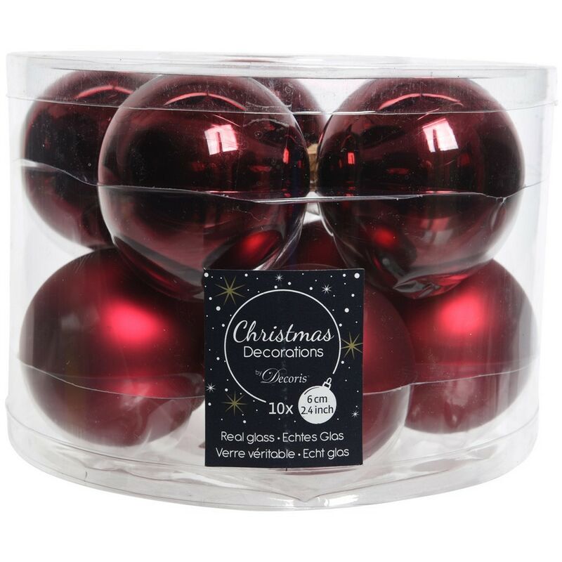 Palline di Natale in Vetro Diam 6 cm Set di 10