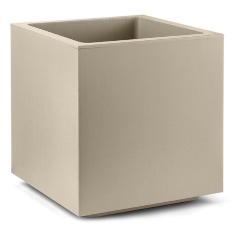 VASO CUBO MATHERIA 50CM GREIGE CON ROTELLE VECA