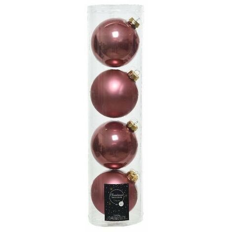 Palline in vetro da appendere Rosa Velvet dim 10 cm Box da 4