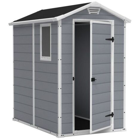 BOX CASETTA IN RESINA DA GIARDINO 130X192X198H CM KETER MANOR 4X6 GRIGIA 70001 (1/10)