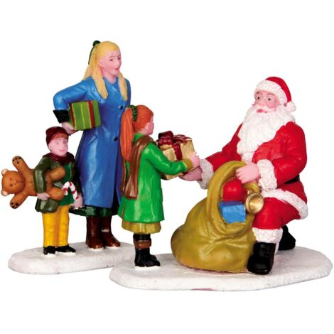 Regali da Babbo Natale, personaggio per villaggio di Natale in poliresina