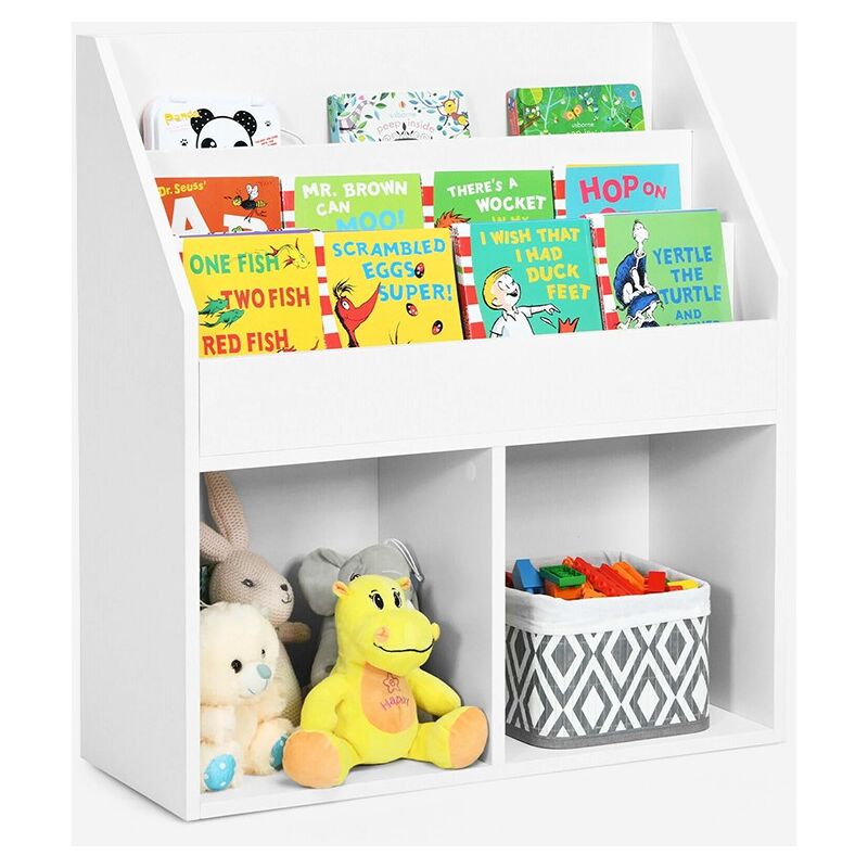 WOLTU Librería Infantil de 5 Estantes Estanteria Infantil para Niños de  Forma Casita Organizador Juguetes de Madera para Libros Muñecas Blanco  80x24x116cm