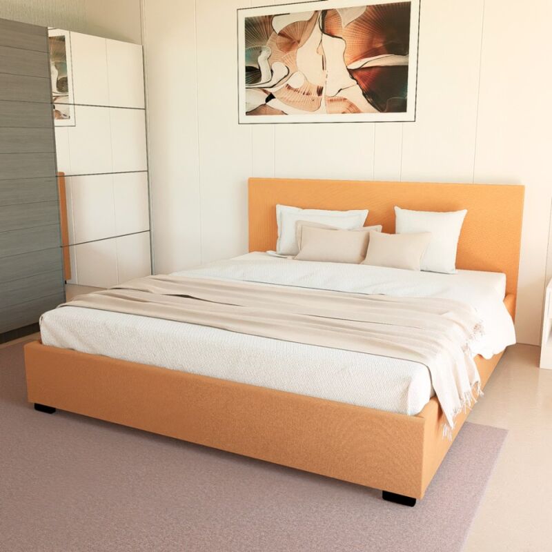 Cama doble 2 plazas con red y contenedor 160x190 Basel King | Beige