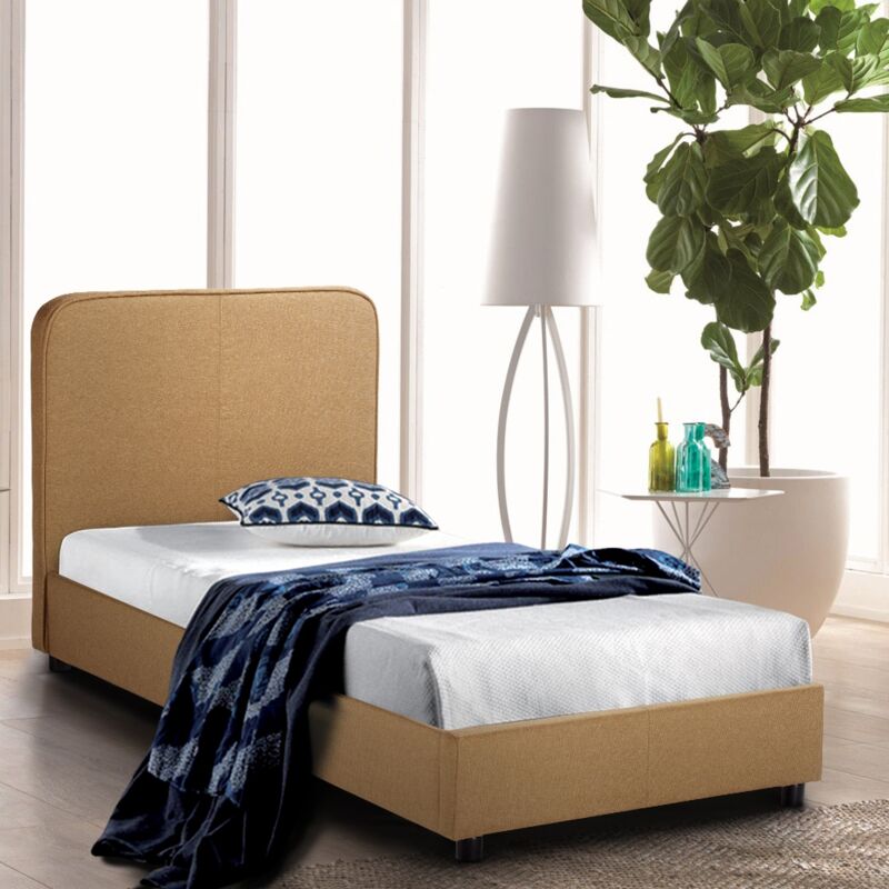 Cama individual 1 cuadrado en tela con malla 80x190 Zurich Twin | Beige