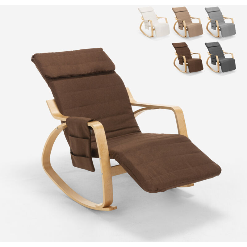 Mecedora, sillón reclinable relajante tapizado, con cojín acolchado grueso  y patas de madera, silla relajante de ocio, cómoda silla de descanso con