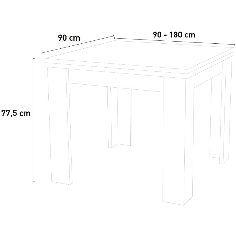 Jesi Liber Wood Mesa comedor extensible 90-180x90cm consola libro diseño  madera blanca