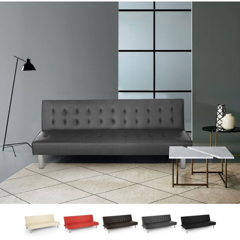 Sofá cama clic clac de 2 plazas en polipiel de diseño moderno reclinable  Elly Color: Gris