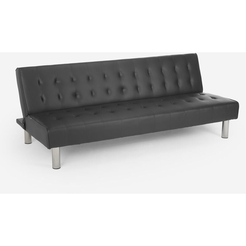 Sofá cama clic clac de 2 plazas en polipiel de diseño moderno reclinable  Elly Color: Gris
