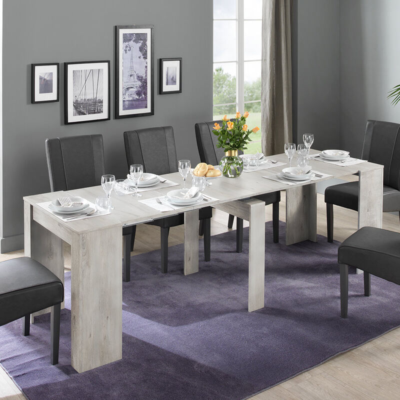 Mesa extensible 79x54-252cm ahorra espacio para salón de madera Ester
