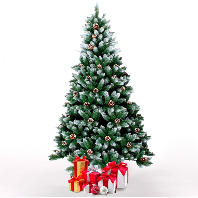 Árbol de Navidad Artificial Natural Blanco Nevado con Soporte 240 cm Oulu Reutilizable