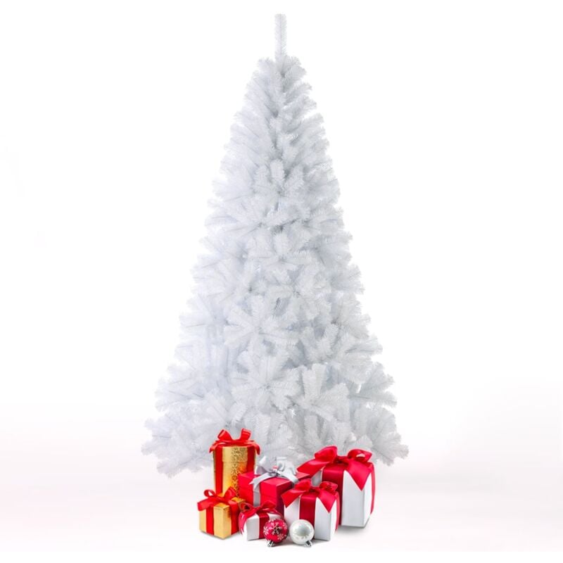 Árbol de Navidad Artificial Tradicional Blanco con soporte 210 cm Aspen