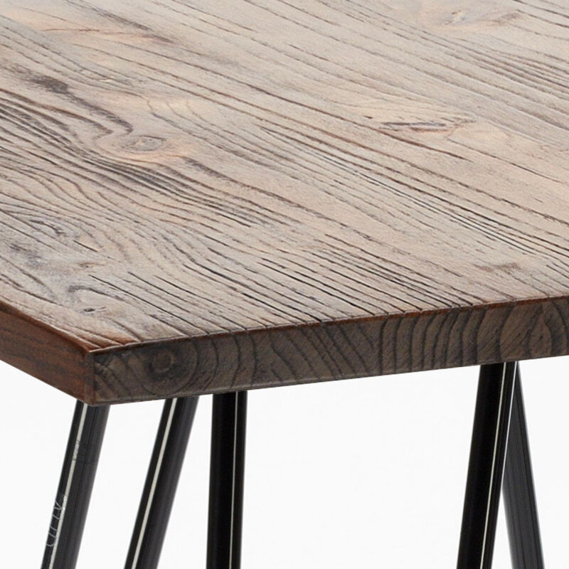 Oudin Juego 4 taburetes tolix madera mesa industrial 60 x 60 cm