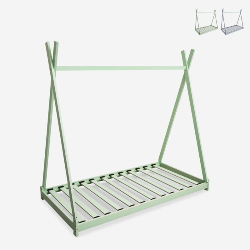 Cuna Montessori tienda cama cabaña para niños en madera 80x160cm Tipee | Verde oscuro