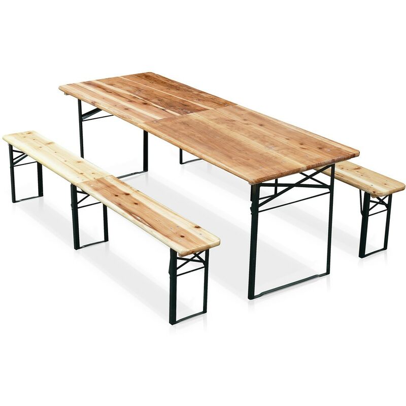 cód de 220 x 70 x 76 cm de alto 45140 Juego de mesa y 2 bancos de madera plegable para picnic 
