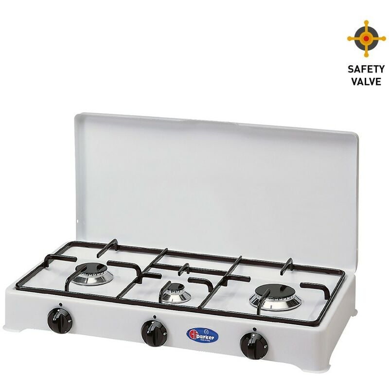 Cocina de gas de 3 fuegos para uso doméstico gas natural GLP 5328BGPS CF Parker Versión: Gas metano