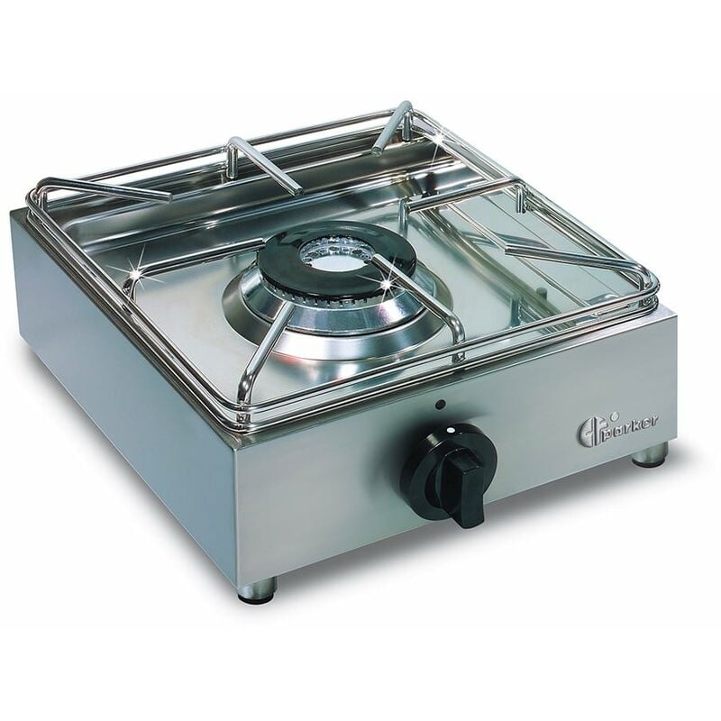 Cocina de gas profesional 1 quemador acero inoxidable BIG5001L Parker Regulador de gas: 30 mbar