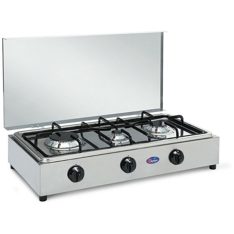 Cocina de camping de gas con 3 quemadores de acero inoxidable 300ACCGP CF Parker Versión: Gas metano