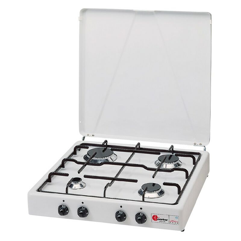 Cocina de gas portátil para camping con 4 quemadores 542BGP CF Parker Regulador de gas: 50 mbar - Versión: GLP