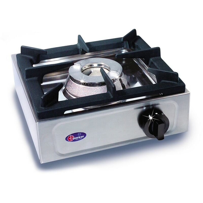 Quemador profesional en acero inox de gas BIG7001F9 Parker Regulador de gas: 50 mbar