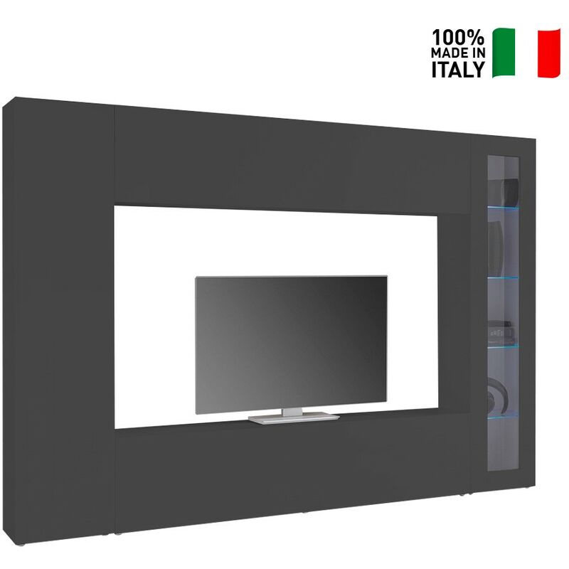 Fergus mueble de TV pared salón moderno 220 x 43 cm blanco brillante