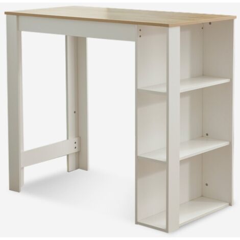 Mesa alta bar cocina moderna taburetes con estantes Charmes Blanco