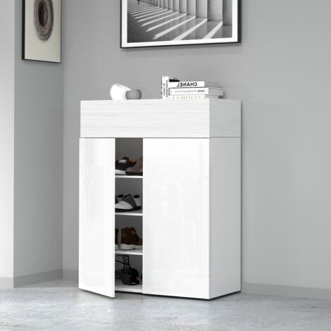 Mueble zapatero alto 2 puertas color blanco, 55 cm x 35 cm x 100