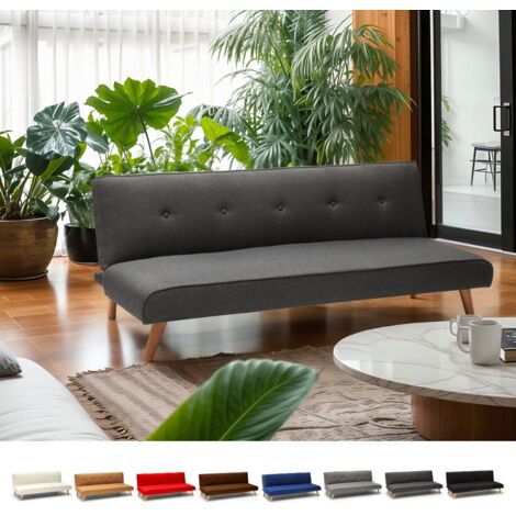 Sofá cama moderno de 2 plazas en tejido Larimar para Salón y sala de estar - Gris Oscuro