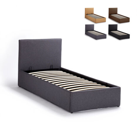 Cama individual de una plaza con red y contenedor 80x190 Basel Twin - Gris
