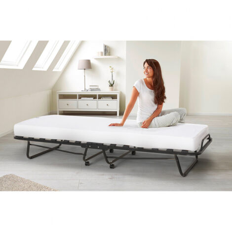 Cama plegable con colchón y somier de microfibra 80x190cm Demetra - Blanco