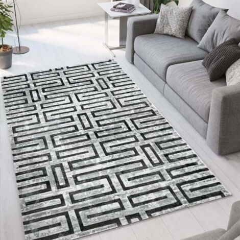 Alfombra de salón gris de terciopelo de diseño moderno Double GRI002