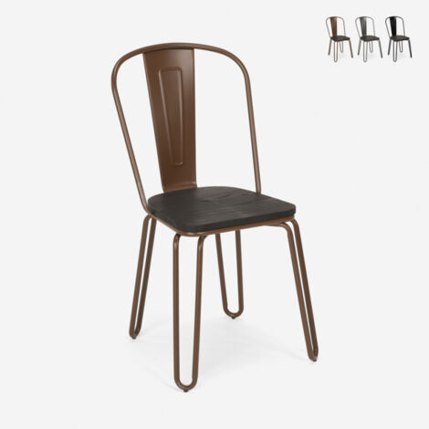 sillas de acero estilo de diseño industrial para bar y cocina ferrum one - Marrón