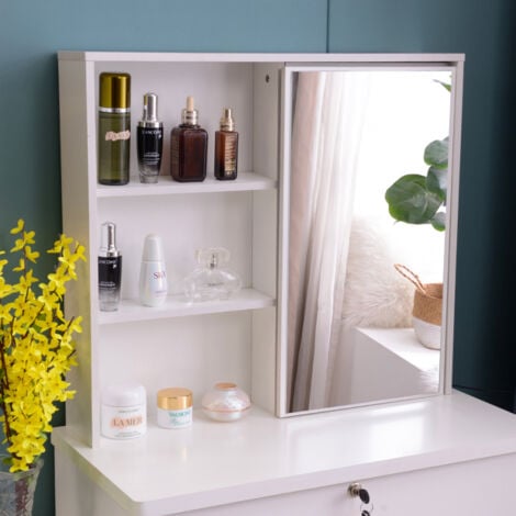 Tocador de maquillaje para dormitorio con espejo deslizante y taburete Abby