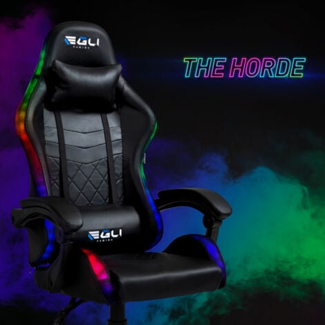 Silla Gaming ergonómico y cojín lumbar Egli con LED The Horde
