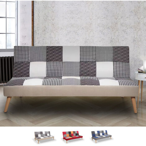 Sofá cama Patchwork de 3 plazas de diseño moderno Kolorama Color: Patchwork  2
