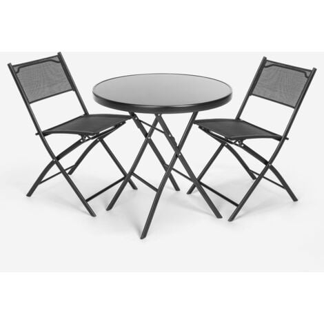 Conjunto de mesa redonda y 2 sillas para jardín exterior de diseño moderno  Bitter