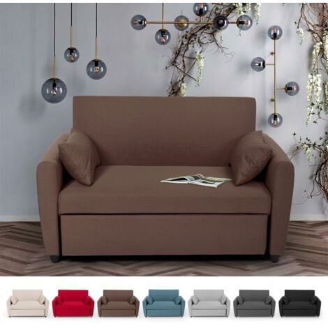 Sofá cama extraíble de 2 plazas diseño moderno en tejido PORTO RICO Color:  Marrón