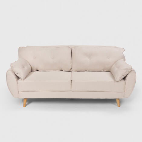 Sofá cama reclinable de diseño nórdico clic clac 3 plazas en tejido Fortaleza - Beige