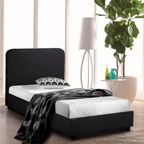 Cama individual 1 cuadrado en tela con malla 80x190 Zurich Twin - Negro