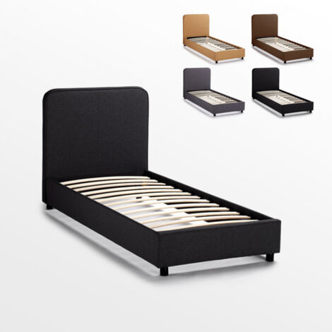 Cama individual 1 cuadrado en tela con malla 80x190 Zurich Twin - Negro