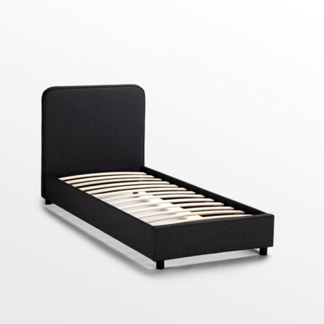 Cama individual 1 cuadrado en tela con malla 80x190 Zurich Twin - Negro