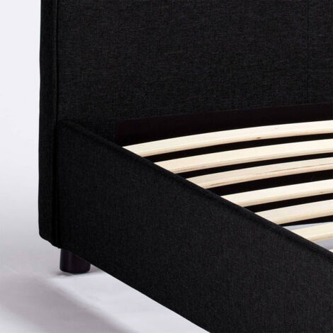 Cama individual 1 cuadrado en tela con malla 80x190 Zurich Twin - Negro