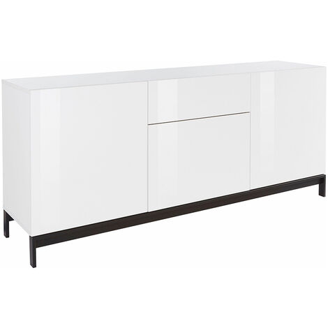 Mito aparador blanco brillante 210 cm cajón 4 puertas comedor