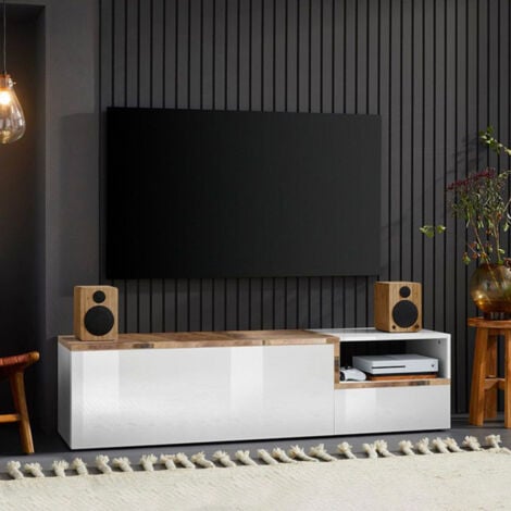 Mueble de TV 160 cm 2 puertas 1 compartimento diseño salón Zet Kiwey Acero M