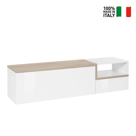 Mueble de TV 160 cm 2 puertas 1 compartimento diseño salón Zet Kiwey Acero M