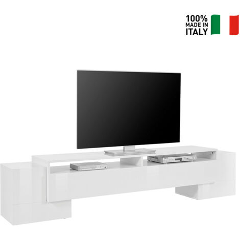 Mueble TV salón Mesa de TV Mueble de televisión con puerta blanco 102x30x36  cm ES62615A