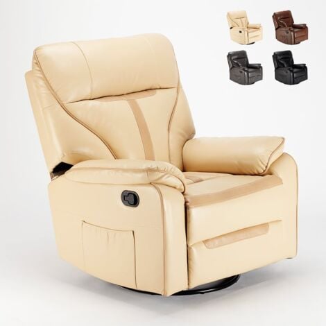 Sillón reclinable relax con mecedora y rotación de 360 en polipiel Sissi  Color: Beige