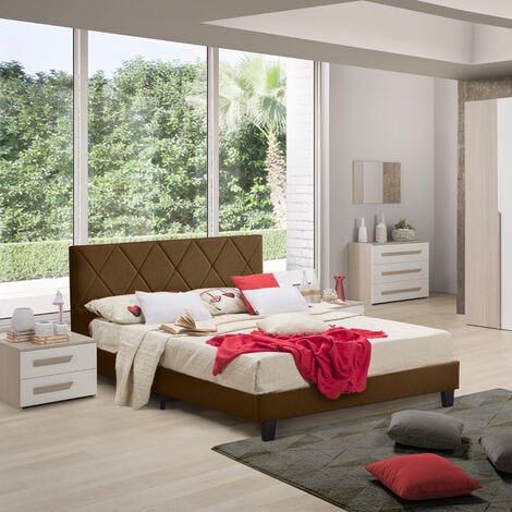 Cama somier individual de madera 90x200 cm o cama de 2 plazas 180x200 cm 